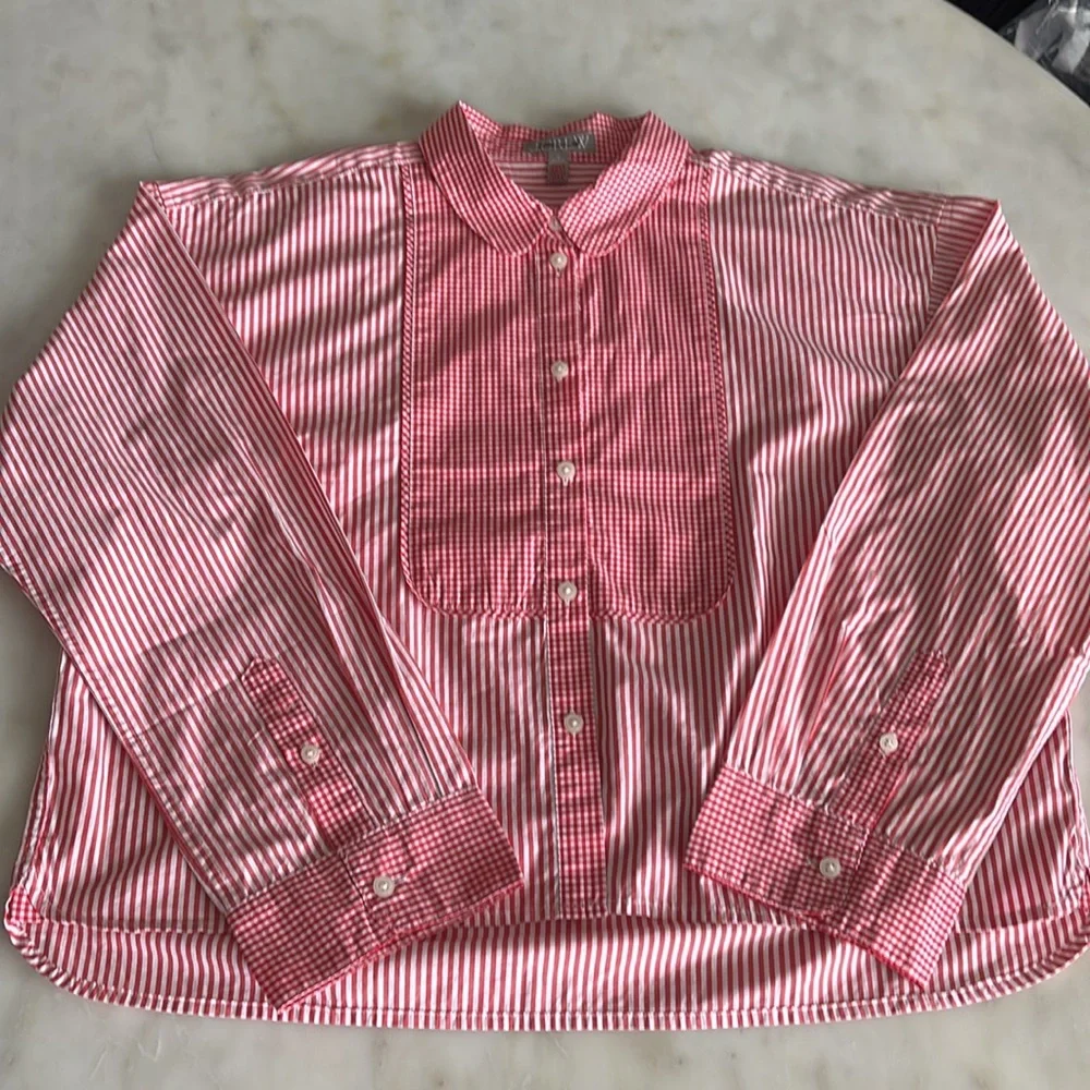 Red Striped Pajama Bib Shirt‎